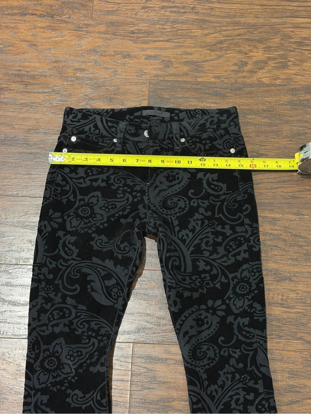 7 For All Mankind Women's Black Velour-Like Pants Size 25 - Picture 8 of 9